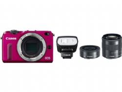 Canon 佳能 EOS M2 双镜套机 粉色 - 含EF-M 18-55mm f/3.5-5.6 IS STM+EF-M 22mm f/2 STM+90EX