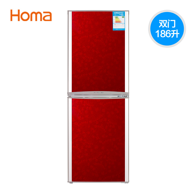奥马（Homa） BCD-186F 186升 一级节能 大冷冻双门冰箱（银红双色）