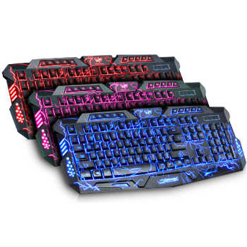 Bay 高端游戏键盘 裂纹键盘 三色背光呼吸灯键盘 仿机械键盘